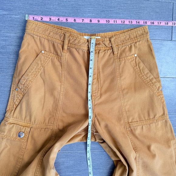 Anthropologie Brendan Utility Pants 8 Mustard Cargo Barrel Ankle High Rise Pants - Picture 15 of 16